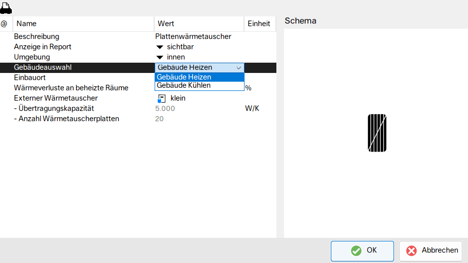 Plattenwärmetauscher Auslegung: Auswahl aus Katalog, Input Parameter
