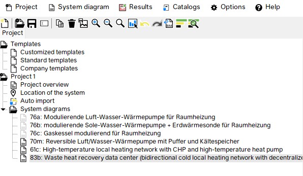 menu projects, system diagrams templates