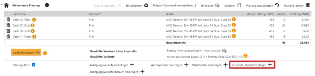 Batteriespeicher dimensionieren: Wählen Sie aus einem Katalog von 750 Batterien aus.