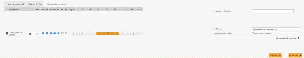 Tagesladung von 10 Fahrzeugen während 8 Stunden