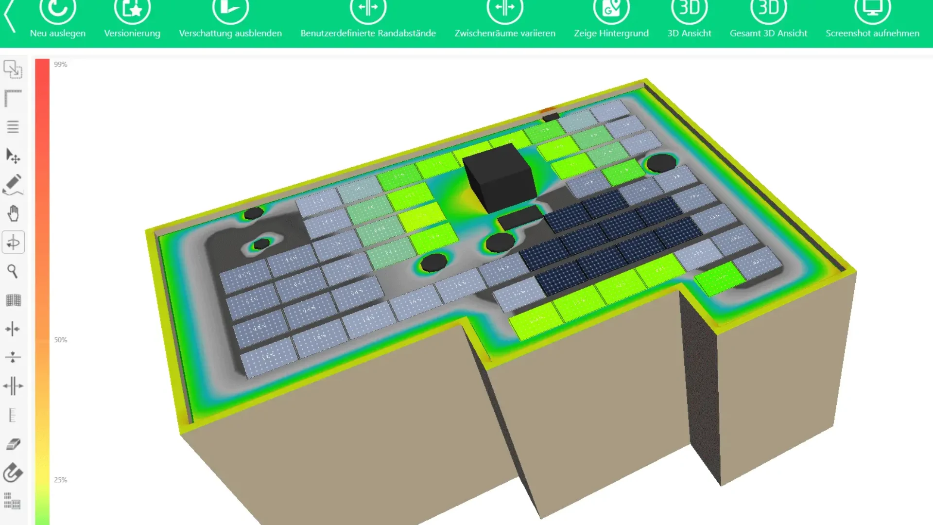 Photovoltaik Anlage planen Flachdach mit Verschattung